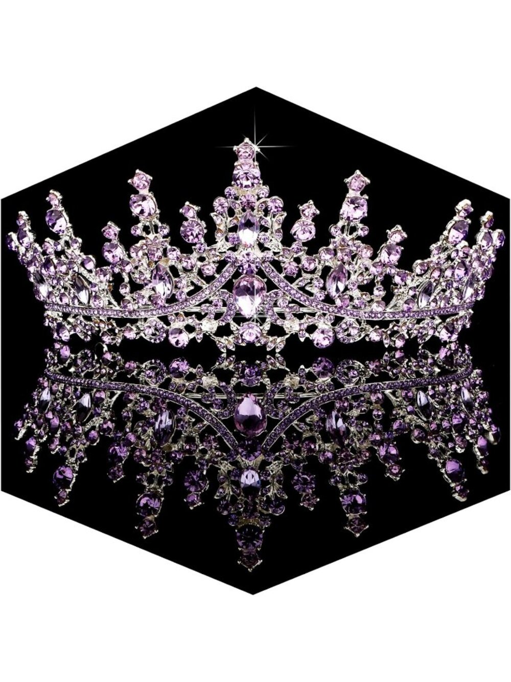 Purple Crystal Tiara Crown For Women Wedding Bride Queen Tiara Royal Princess